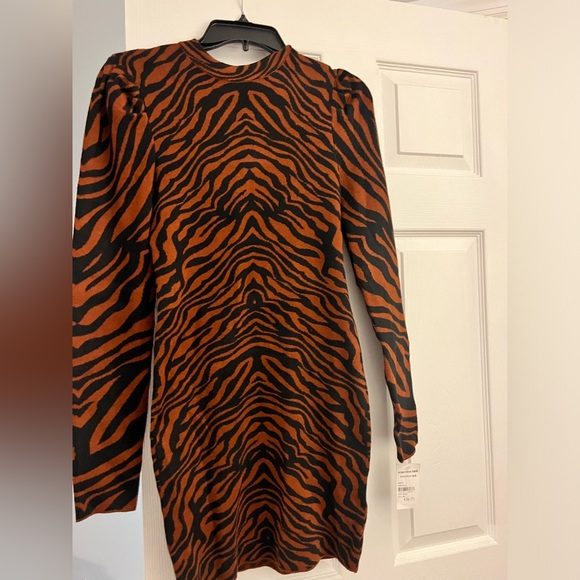 Tiger print mock neck knit dress -size medium - Picture 2 of 6